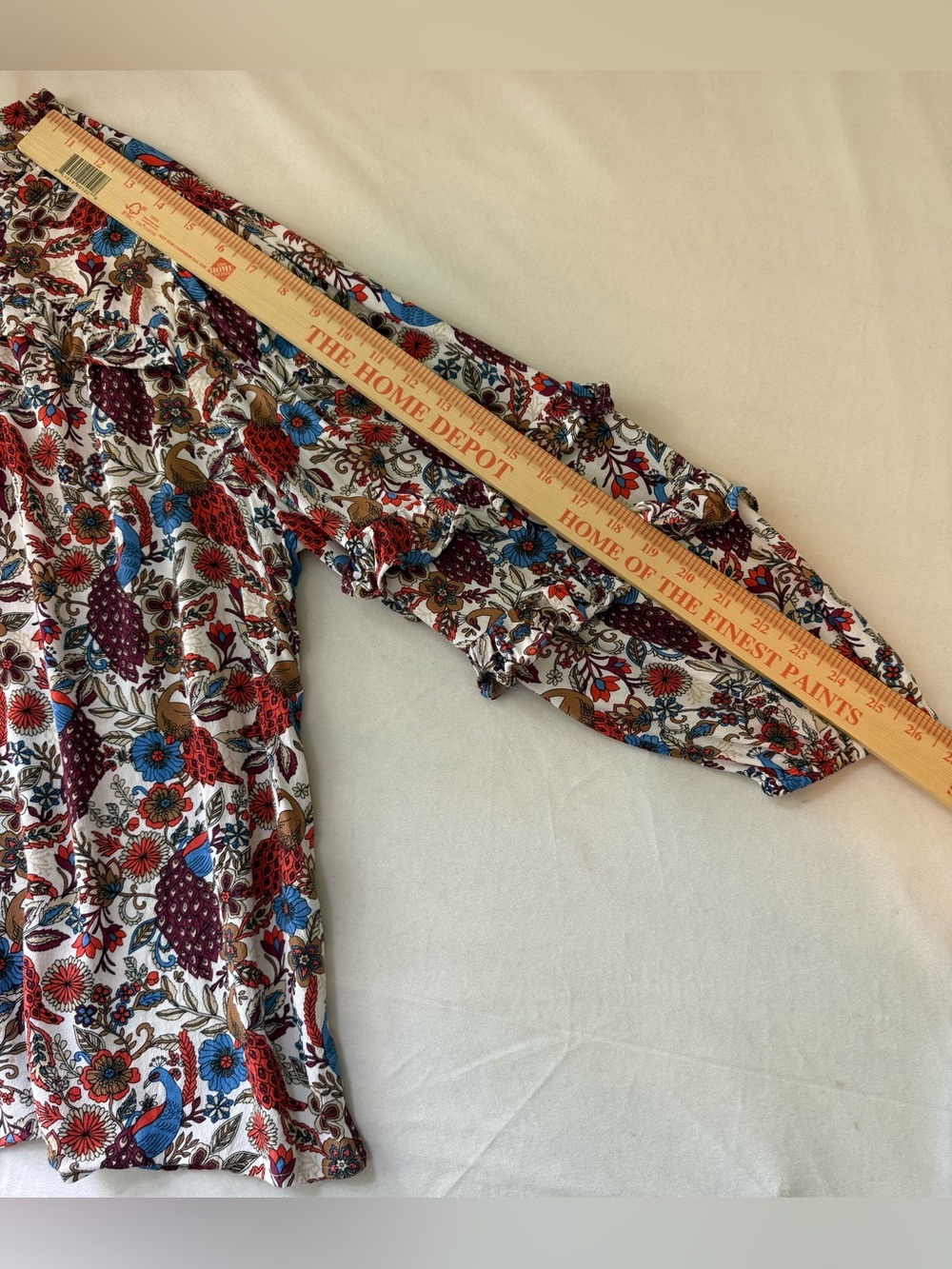 Loft Top Women’s Floral Peacock Ruffle Sleeve - Picture 14 of 14